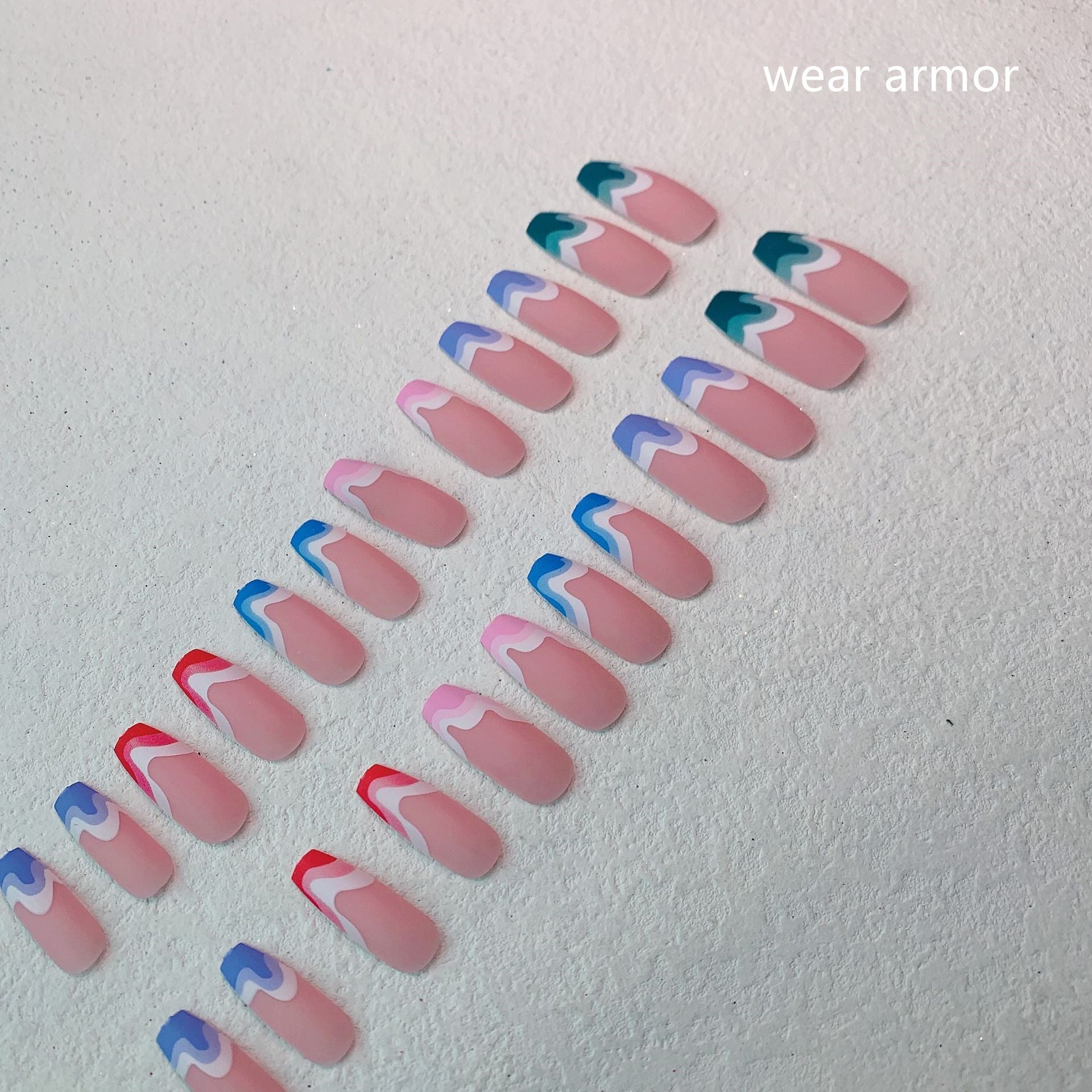 Fake Nails Multicolored Wave