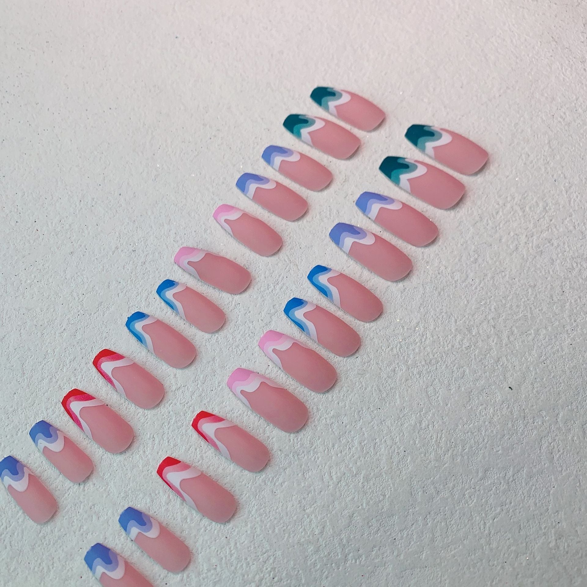 Fake Nails Multicolored Wave