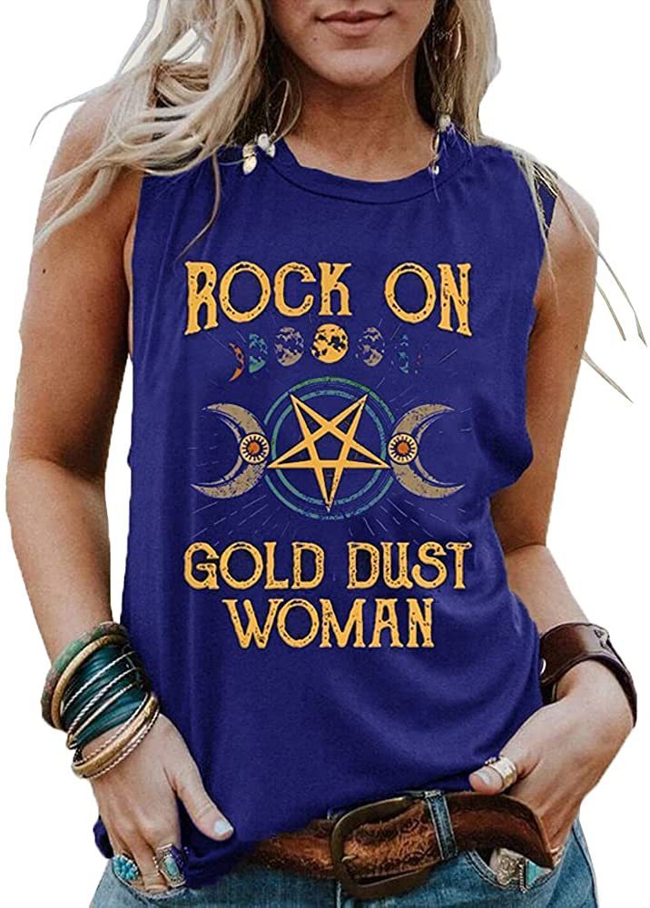 New Ladies Printed Tank Top Crew Neck Boho
